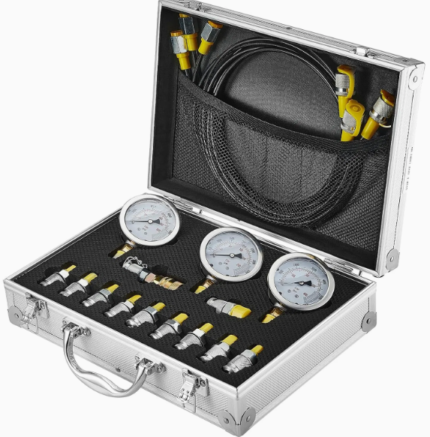 Kit Tester Hidráulico de 3 Manómetros para Diagnóstico de Sistemas Hidráulicos